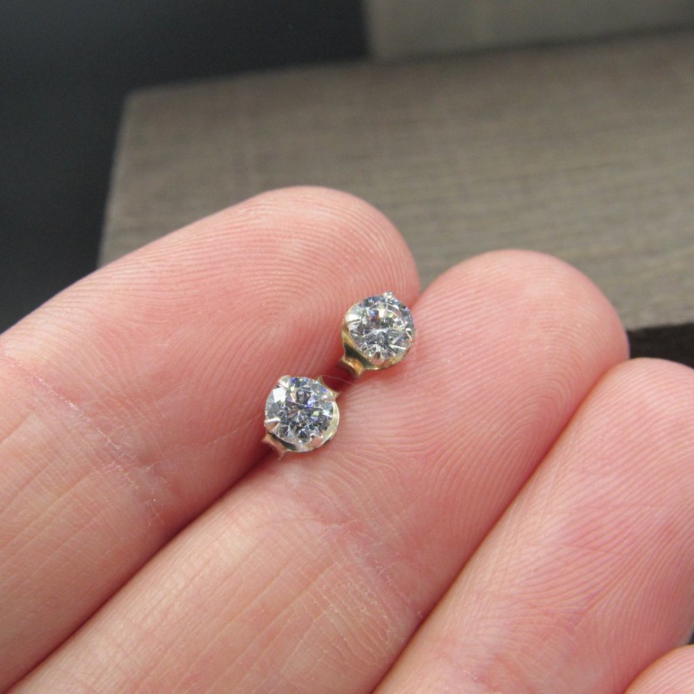 Sterling Silver Tiny Bright Cz Stud Earrings - image 3